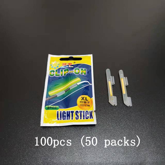 

50 упаковок (100 шт) SS S M L XL XXL Ночная рыбалка Светящийся флуоресцентный светящийся элемент Зажим-защелка На кончик удилища Светящийся элемент