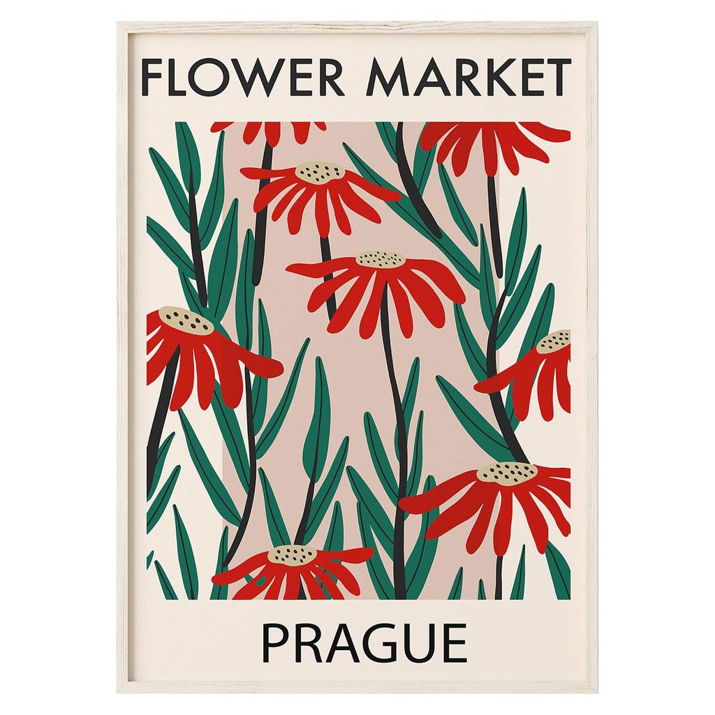 Minimalist Flower Poster Abstract Flower Market Canvas Painting Print Nordic Style Wall Art Picture for Living Room Home Decora