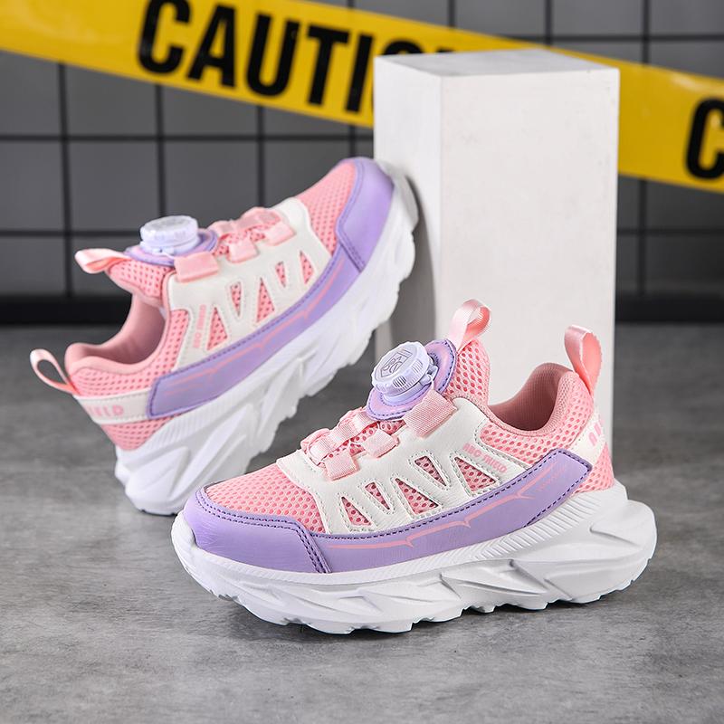 Ultra-Light Children's Running Shoes Soft Bottom Casual Sports Shoes for Boys And Girls Rotary Buttons Shoes double mesh shoes