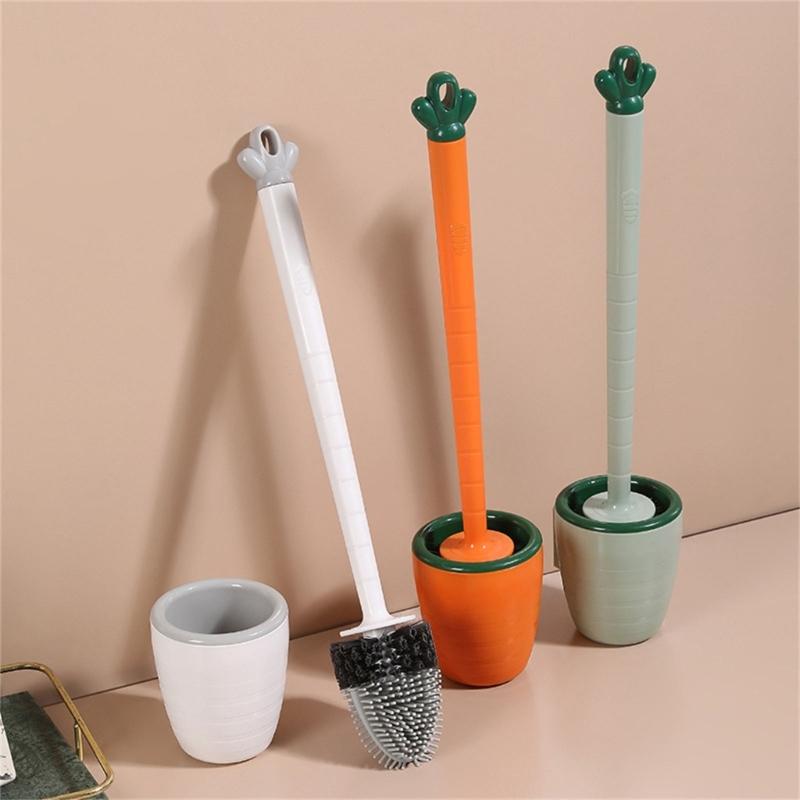Toilet Brush Lavatory Brush Carrot Toilet Brush Holder Set No Drill Innovative Durable Bathroom Cleaning Brush