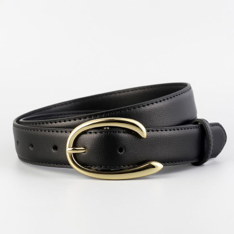 

Leather Ladies Belt With Letter C Buckle For Casual And Formal Wear чёрный