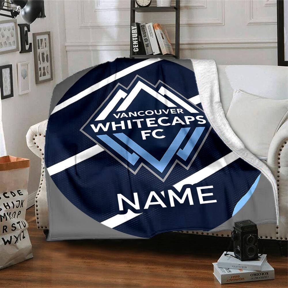 Custom Name Vancouver Whitecaps FC Jersey blanket for Couch & Bed, Plush Cozy Fuzzy Blanket Super Soft & Warm Blankets for Fall and Winter. 0908245