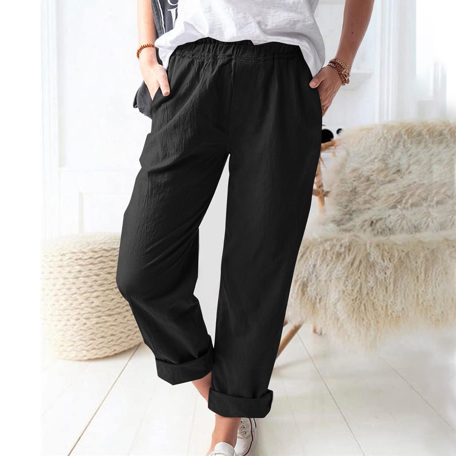 

Женские повседневные брюки Модные однотонные повседневные брюки с карманами L чёрный