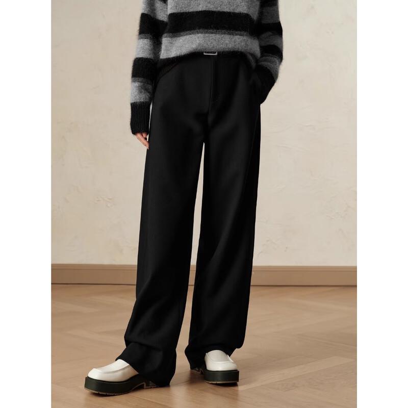 JiuZi An Na Kou Women's Drape Straight-Leg Commuter Pants