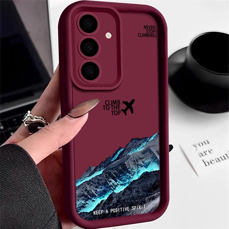 Plane Mountain Pattern TPU Matte Phone Case Shell For Samsung S25 S24 FE S23 Ultra A56 A36 A16 A15 A55 A35 A26 Soft Silicone Shockproof Bumper Cover