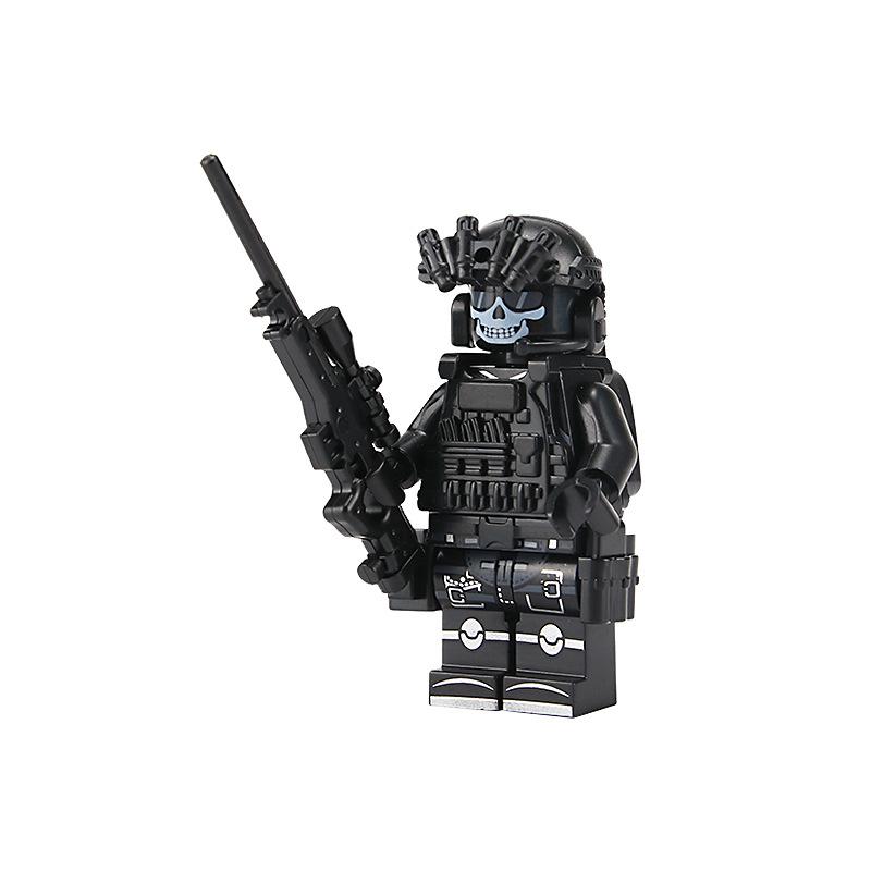Ghost Special Forces Military Minifigures Building Blocks, SWAT Team with Weapons and Shields, Action Figure Toy Set for Boys