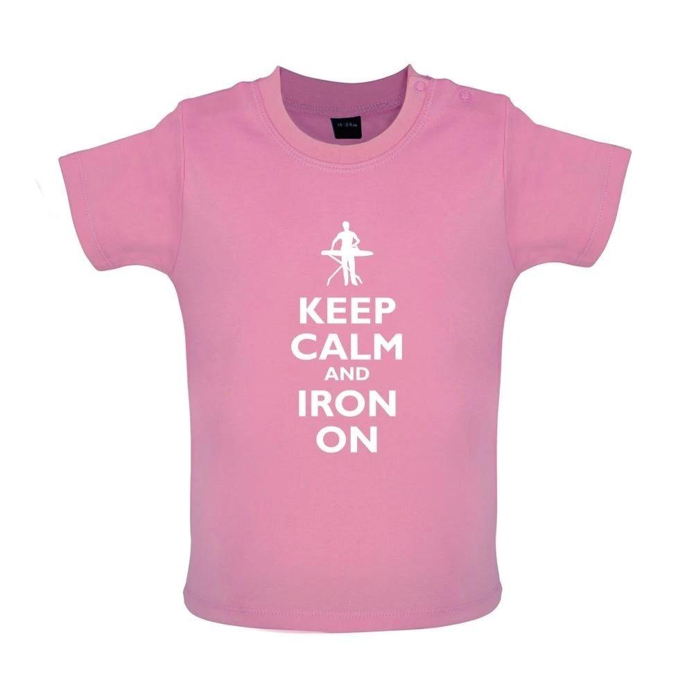 Keep Calm And Iron On -Baby Kids Boys Girls Unisex T-Shirt / Romper Tees Top- Iron On Cleaning Cleaner Fun 100