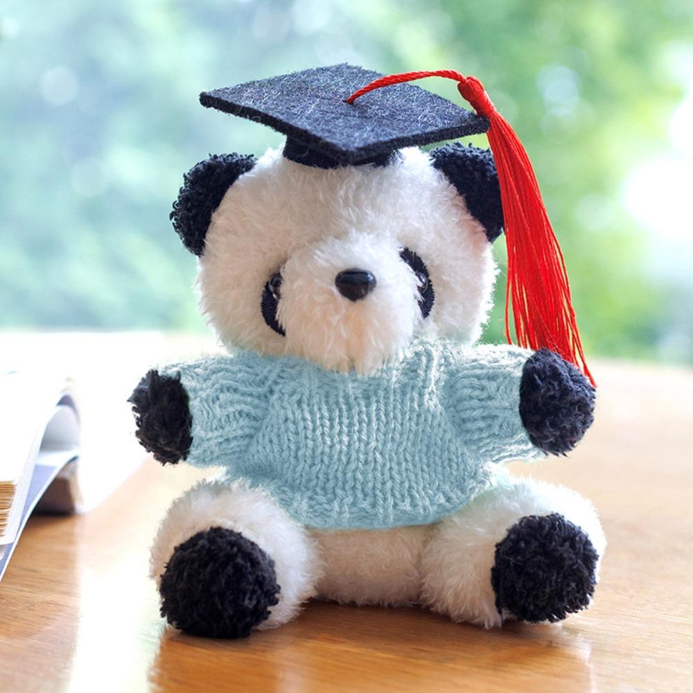 10cm Panda Doctor Bear Plush Toy Cute Bag Hanging Pendants Creative Graduation Gift  Graduation небесно-голубой