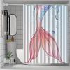 1pc fish tail pattern shower curtain with hook, bathroom partition, bathroom accessories, home decoration