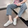 2025 Spring and Autumn New Canvas Shoes Female Students Half Drag Lazy One Pedal Versatile Breathable Casual White Shoes Tide