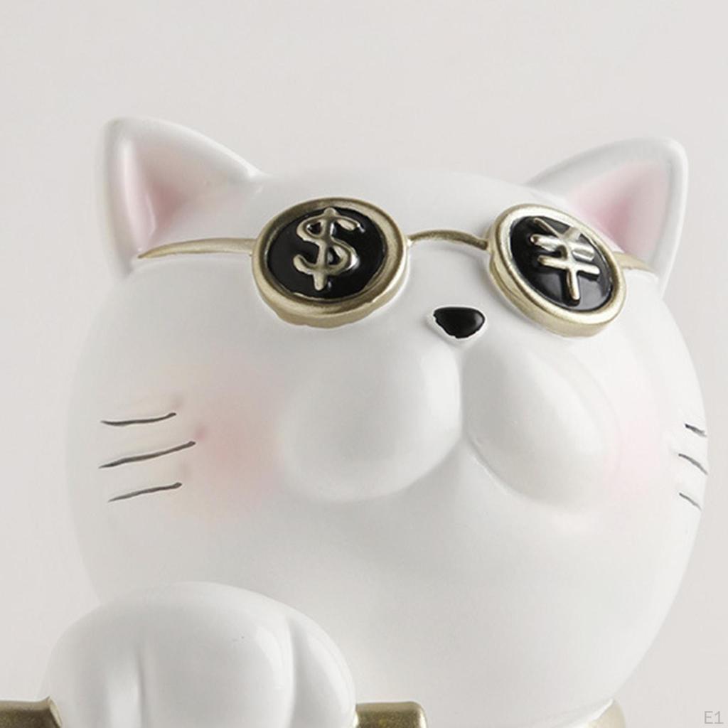 2x Modern Cat Figurine Sculpture Resin Statue Collectible Ornament for Home Living Room Desktop