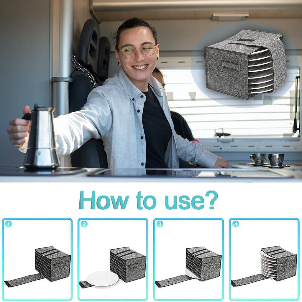 Suport Farfurii Rulotă Geantă Depozitare Veselă Pentru Autocaravană, Furgonetă Camper, Barcă, Dulap