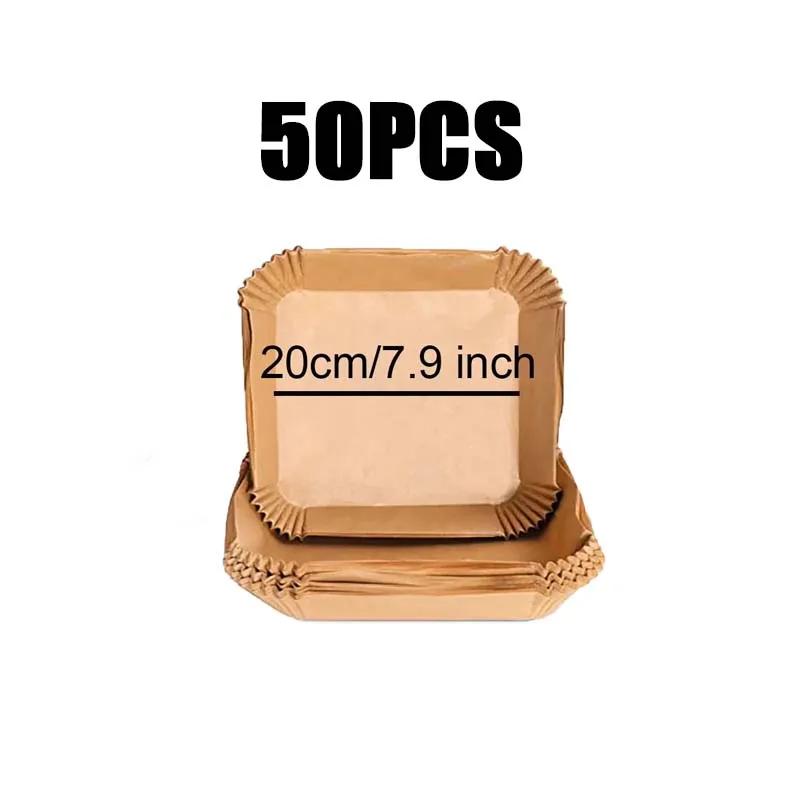50/100pcs Square Airfryer Papers Non-Stick  Disposable Paper Large Air Fryer Disposable Food Householdr Kitchen Oil Absorbing