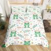 Frog Duvet Cover Set Cute Kawaii Cartoon Frog Pattern King Queen Size Polyester Comforter Cover With Pillowcase For Kids Girls
