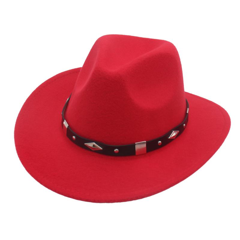 Upturned Cowboy Hat Western Wind Curved Edge Metal Accessories Top Hat Men'S And Women'S Hats