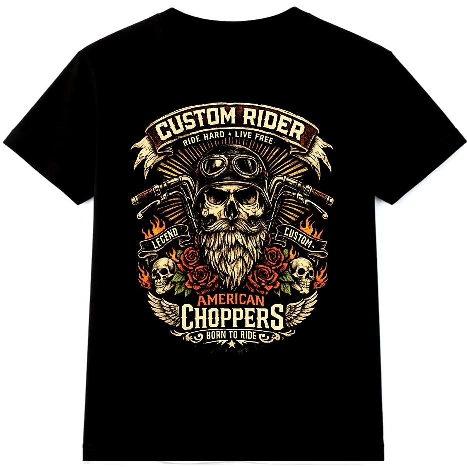 Biker Skull T Shirt Born to Ride Custom Outlaw Chopper Motorcycle Vintage Tee XS