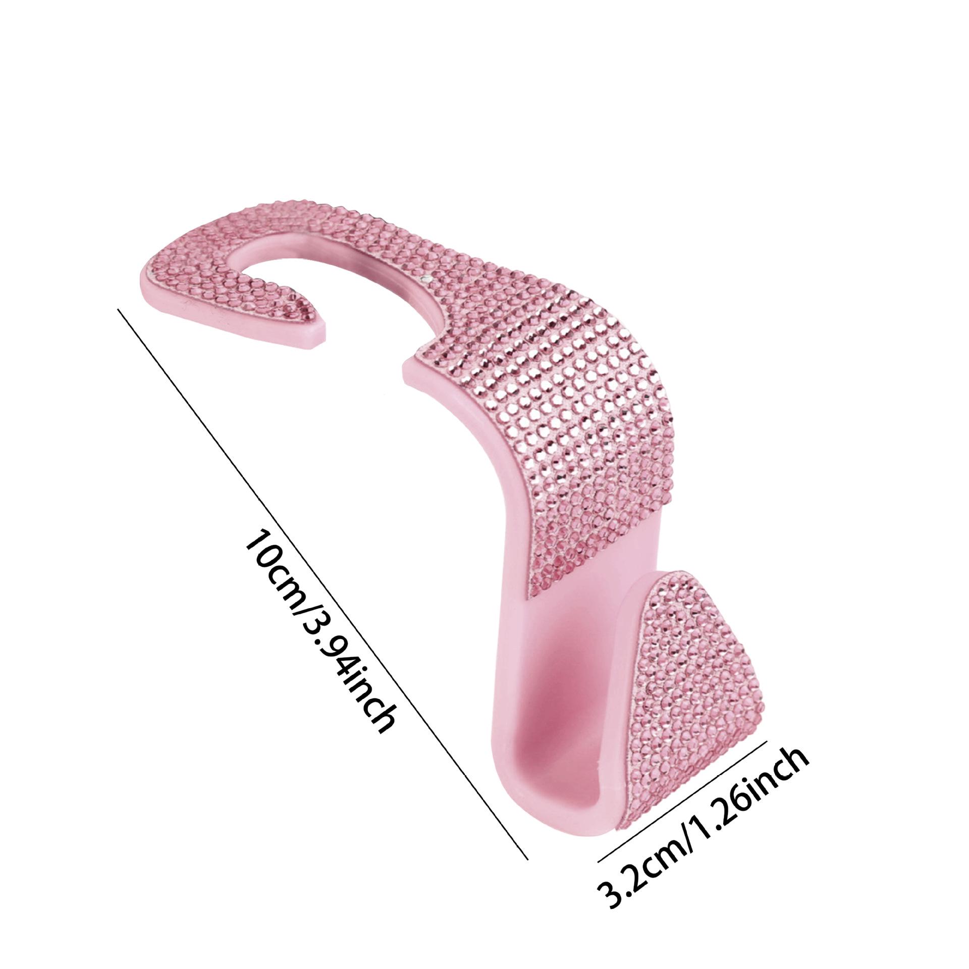 

Hidden Car Headrest Hook with Diamond Decoration - Multifunctional Seat Back Organizer рожевий