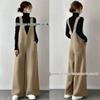 Spring/Summer 2026 Coffee High Waist Slimming A-line Dress with Front Tie – European & American Style Women's Clothing.