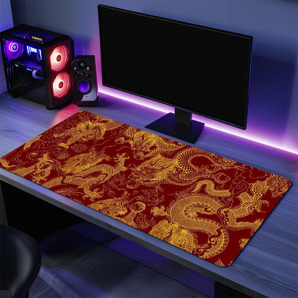Blue and White Traditional Dragon S Mouse Pad Large Desk Mat Keyboard Ergonomic Office Rubber PC Nonslip Antifray Home Custom