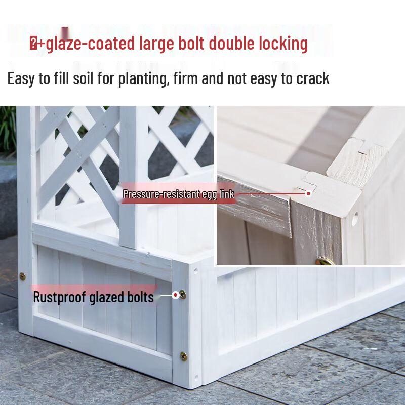 Anti-Corrosion Wood Double-Layer Planter Box with Fence