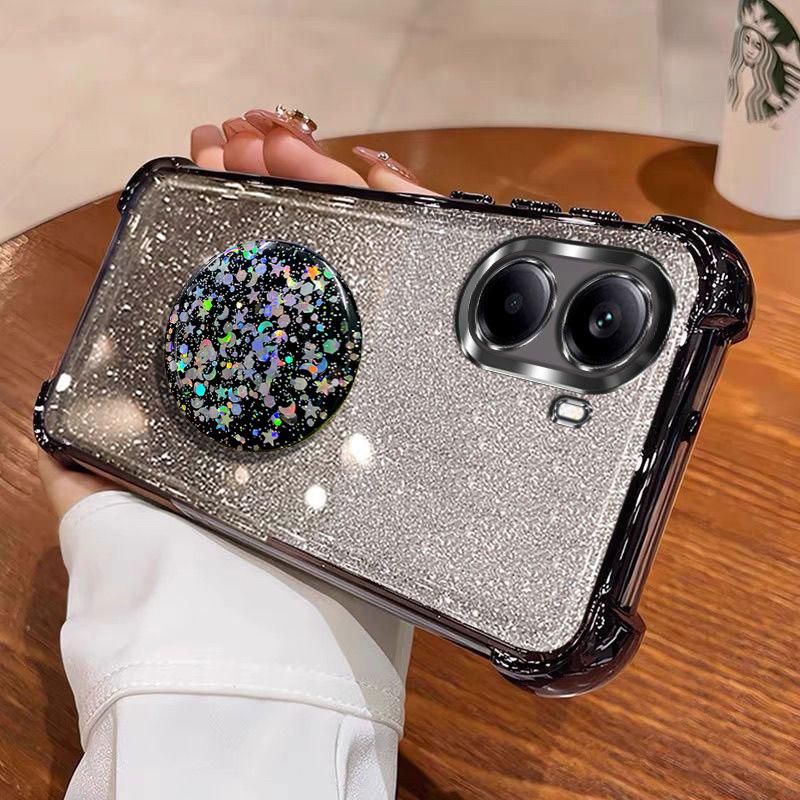 

Роскошный противоударный блестящий держатель для POCO X7PRO силиконовый чехол-кольцо для Xiaomi POCO X7 pro 5G F7 с подставкой-держателем TPU&Case & Holder&Poco x7 pro