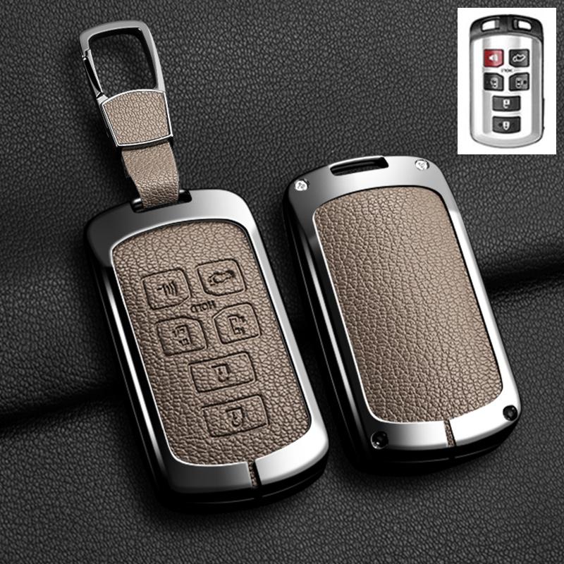 6 Button Car Key Case Cover Shell Holder For Toyota Sienna Se Tacom  -  Zinc Alloy Leather Protector Keychain Accessory
