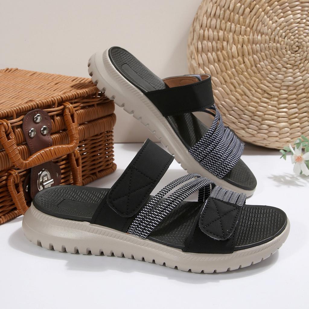 Sandali Bassi a Infradito da Donna Taglie Forti, Scarpe Casual Moda con Lavorazione Intrecciata, Sandali Bassi Estivi a Fascia Singola per Donna