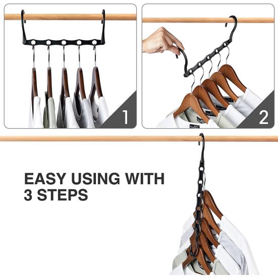 8Pcs Clothes Hangers with 360-Degree Swivel Hook Strong Load-bearing Collapsible Hangers Closet Organizers