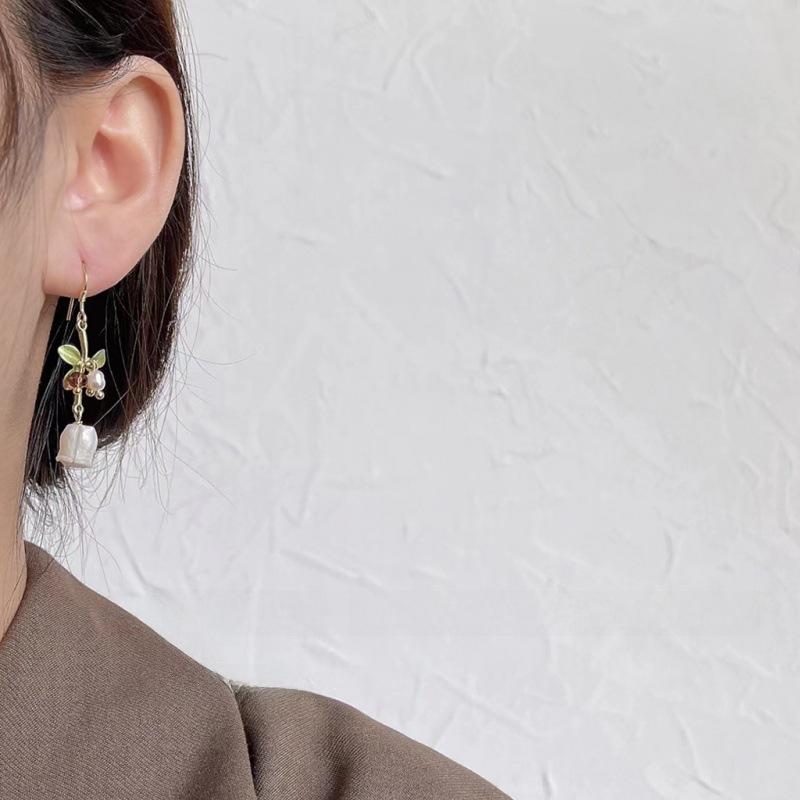 Handmade 925 Silver Lily of the Valley Earrings - French Retro Design