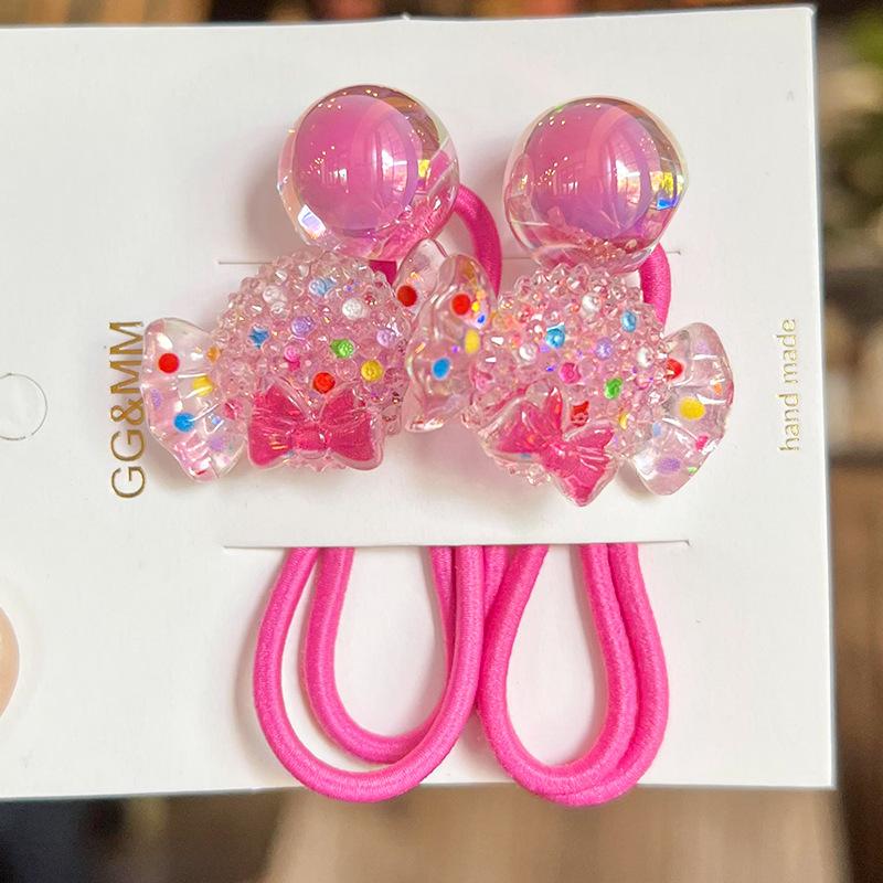 2 Stück/Set Kinder Cartoon Hase Elastische Haargummis Glitzer Blume Haargummi für Mädchen Niedliches Haarband Kinder Haaraccessoire
