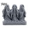 Artistisch Spook Beeldje 3D Geprint Figuurtje, Zien Horen Spreken Geen Kwaad Gotisch Mysterieus Donkere Stijl Ornament Beeldje, Halloween Bureau Decoratie voor Thuis,