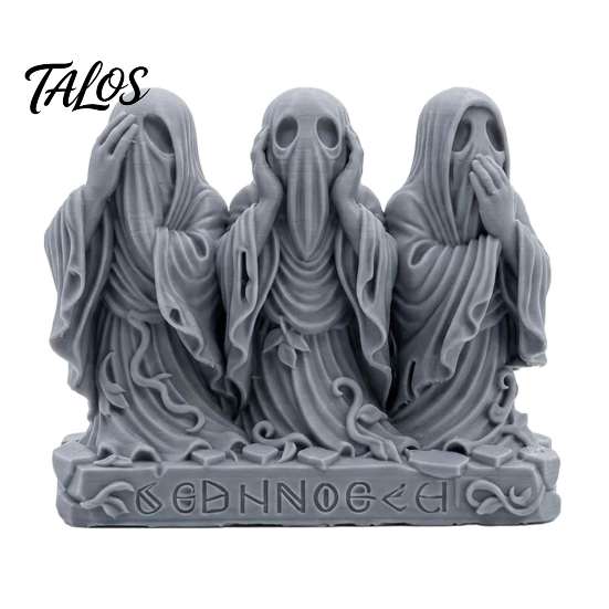 Artistisch Spook Beeldje 3D Geprint Figuurtje, Zien Horen Spreken Geen Kwaad Gotisch Mysterieus Donkere Stijl Ornament Beeldje, Halloween Bureau Decoratie voor Thuis,