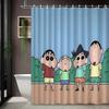 Crayon Shin-Chan & Friends & Shiro Night Forest Firefly Adventure Scene 2D Print Waterproof Shower Curtain, Mysterious Purple &