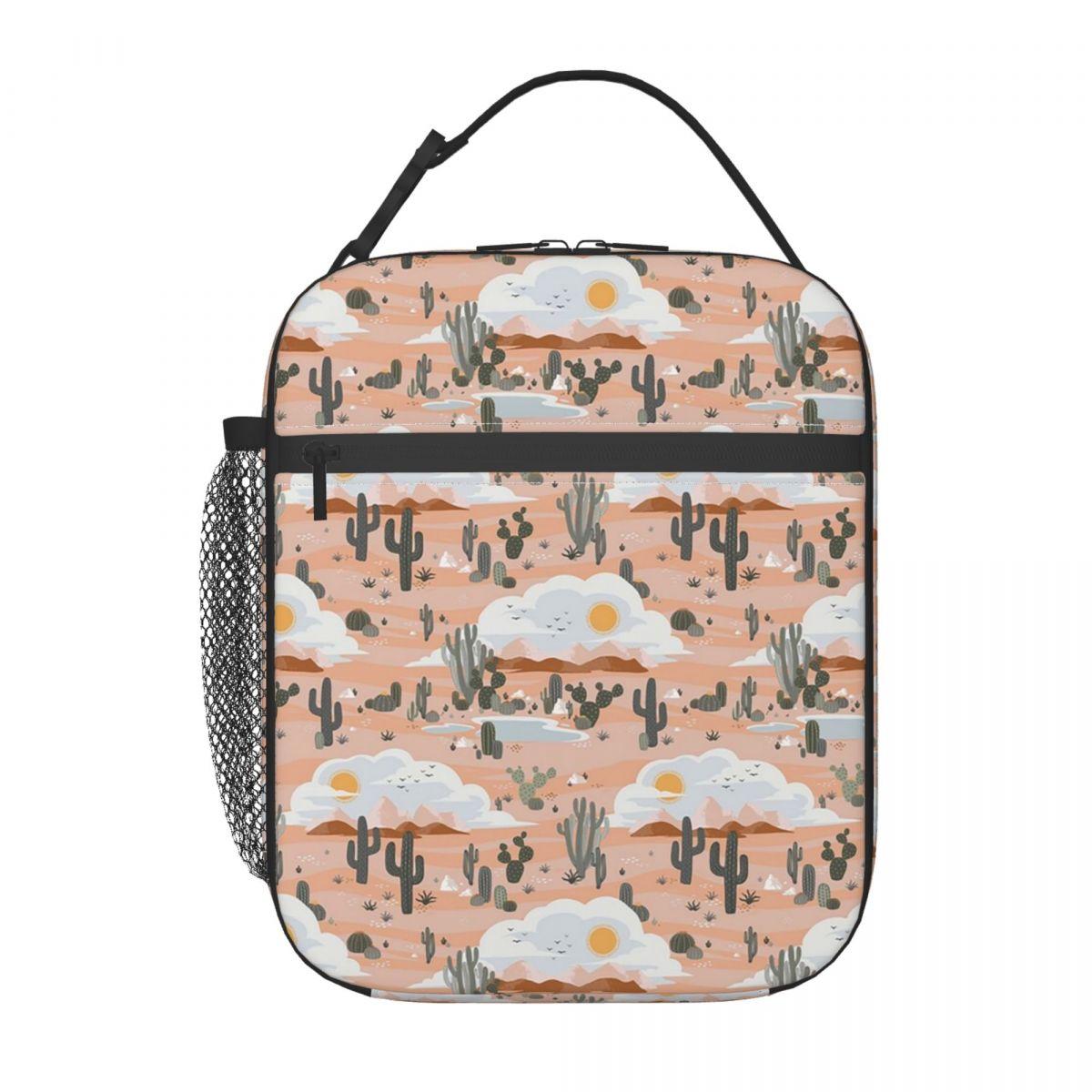 

Cute Desert Cactus Columnar Pattern Insulated Lunch Bag for Women Kids Portable Food Boxes Thermal Lunch Box Tote One Size