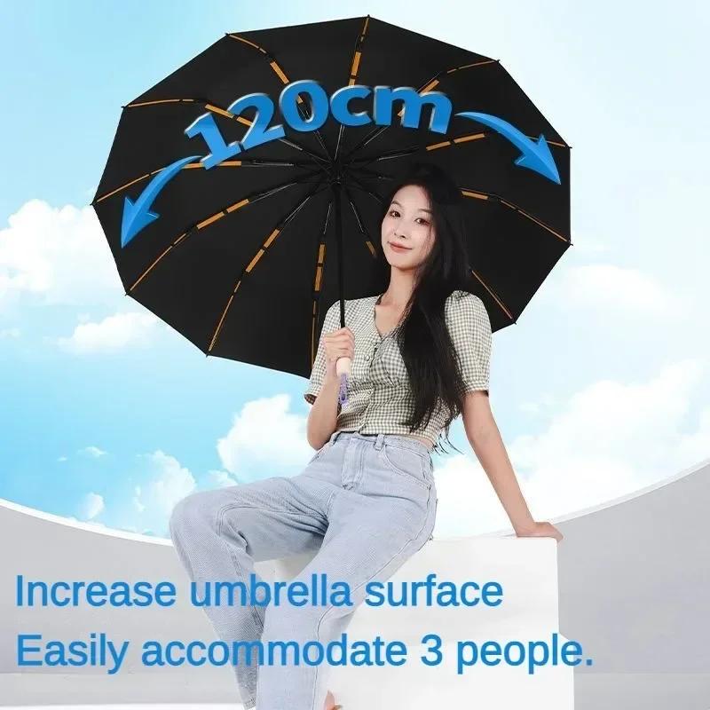 Reinforced Windproof Automatic Folding Umbrella, UPF50+ Sun UV Protection, 168 Bone Rain Umbrella Men Women