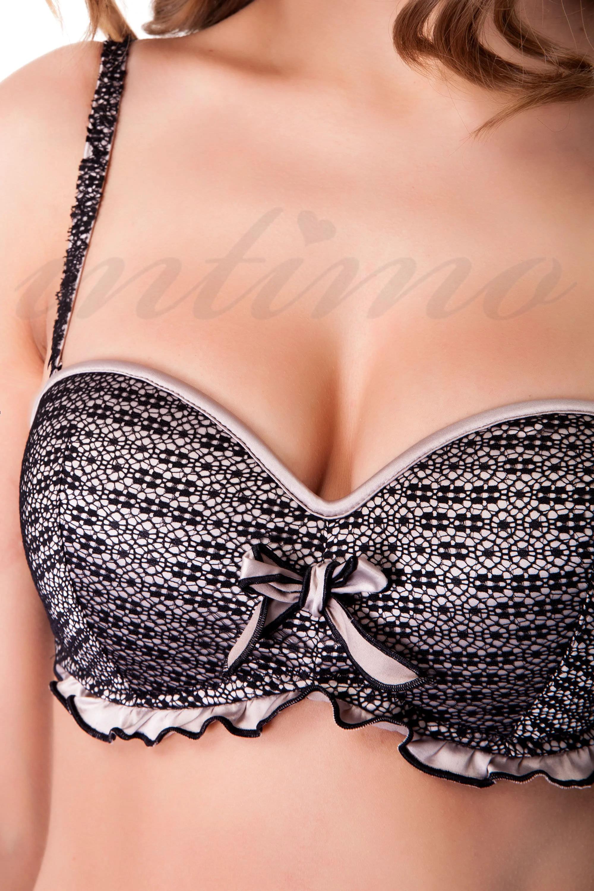 

Комплект білизни: бюстгальтер з ущільненою чашкою та трусики сліп Lida (37953) 70C/S прозорий колір чорний