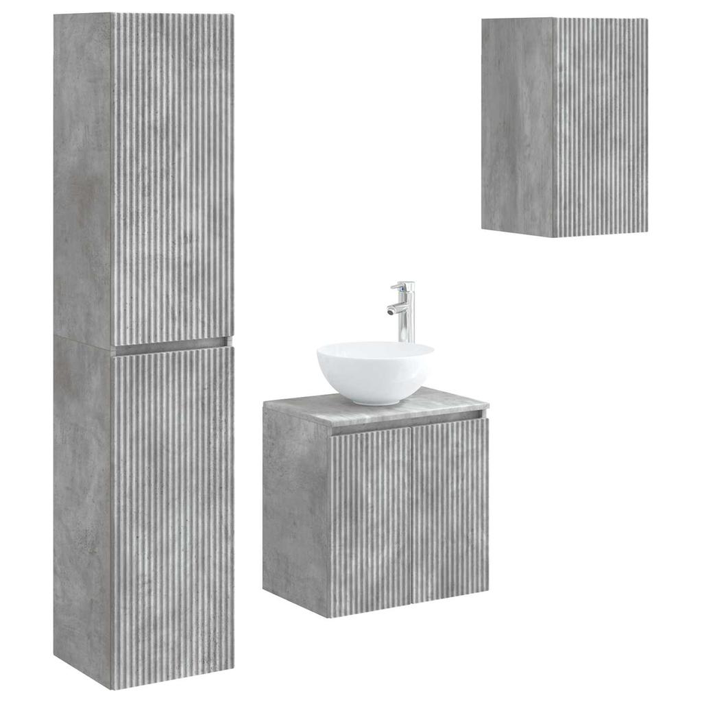 Bathroom Furniture Set 3 pcs Concrete Grey 33 x 34.5 x 160 cm