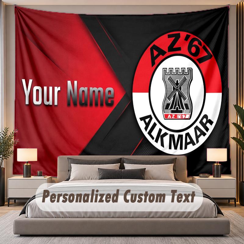 Custom Name Text Tapestry AZ Alkmaar Personalized Polyester Wall Tapestry For Bedroom And Room