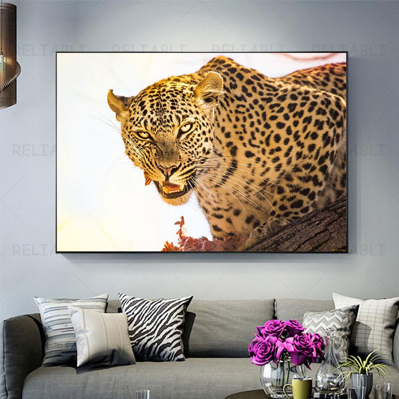 

Крутые постеры и принты с изображением леопарда, живопись дикой природы на холсте, настенное искусство с животными, декор гостиной, дом 21x30cm No Framed