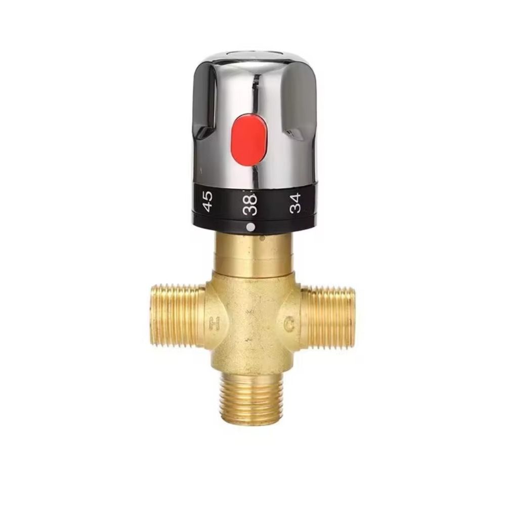 3Way Thermostatic Mixing Valve Solid Brass Temperature Control Valve Bathroom Faucet