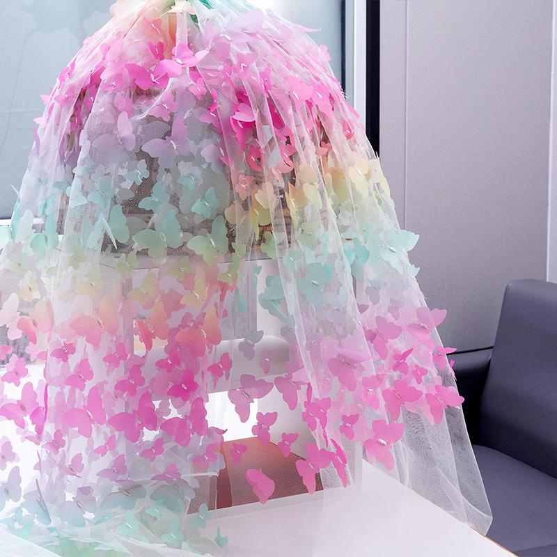 1 Yard Embroidered 3D Butterfly Mesh Lace Fabric for for Diy Children's Clothing Women's Wedding Dress Apparel Sewing Fabric New