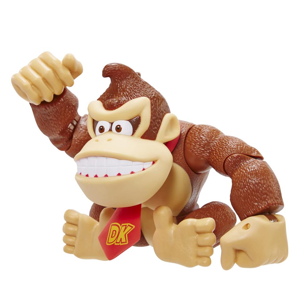 Nintendo Super Mario 6" / 15cm tall Donkey Kong action figure with pose function, perfect for play and display for kids and collectors ages 3 and up.