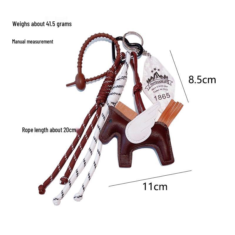 Retro Taxvalp Nyckelring med Miu-stil Chokladflätad Repsnodd