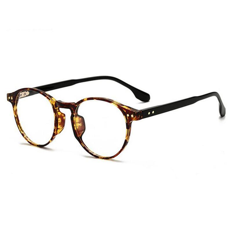 

0 -0.5 -0.75 -1.0 To -6.0 Blue Ray Blocking Rivets TR90 Material Short-sight Glasses for Women Men Round Prescription Eyeglasses Leopard Frame 0
