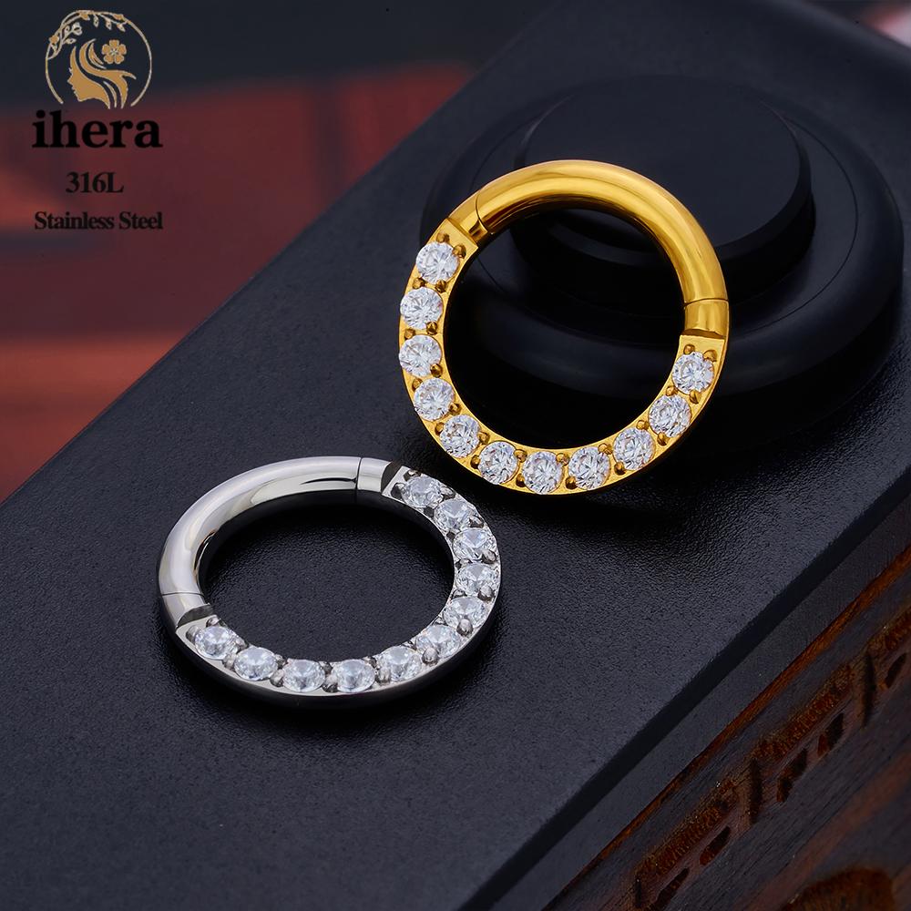 1/10 Stück Edelstahl Rund Nasenring CZ Scharnier Septum Clicker Herz Ohrring Creole Ohr Tragus Knorpel Daith Piercing Schmuck