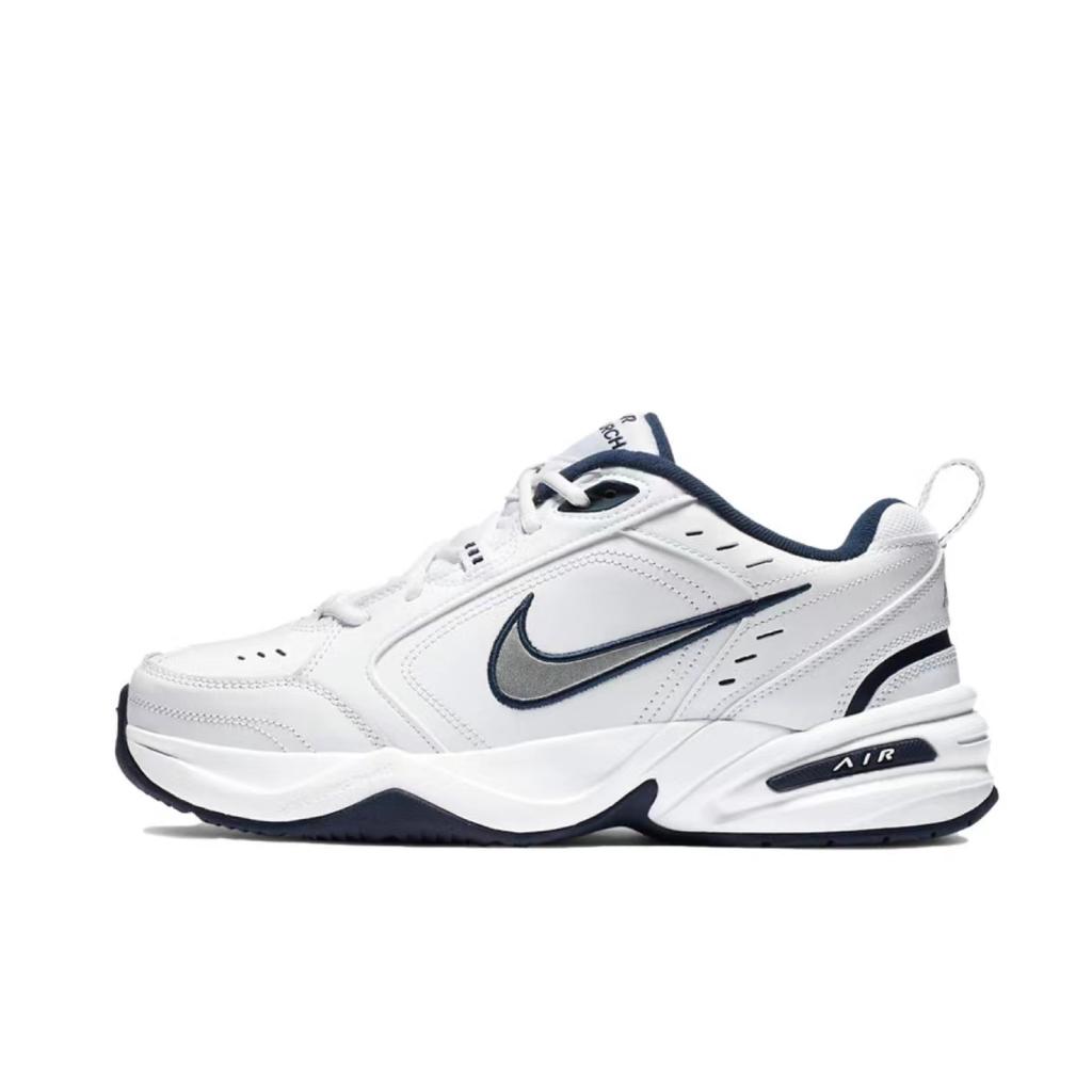 Nike Air Monarch 4 Slip Resistant Abrasion Resistant Low Top Chunky Sneakers Unisex White Red 415445-102(Team354-)