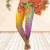 Long Pants, Summer Short Leggings, Short Tight Pants, Plus Size Leggins Women's Slim Fit 3D Oil Painting Graffiti Printed Long Pants