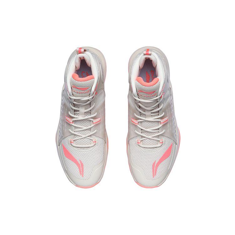 Li-Ning Basketbalové boty s vysokým svrškem, protiskluzové, odolné proti opotřebení, unisex tenisky, šedé červené ABAR065-2