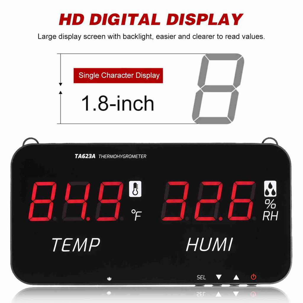 Intelligent Temperature Humidity Meter with LED Digital Display Screen Wall Mounted Digital Thermometer Hygrometer