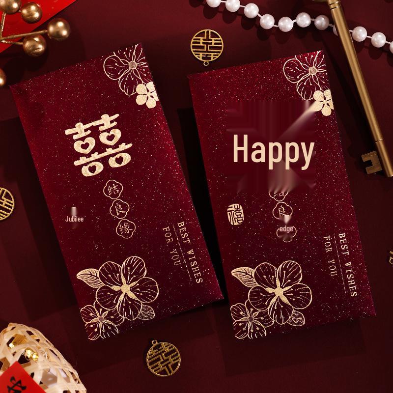 Roter Doppelglück Hochzeitsgeldumschlag für Frischvermählte